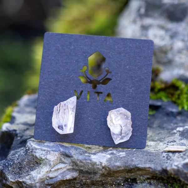 Stud earrings with Raw Kunzite