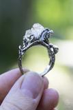 Sterling Silver Kraken Ring with Raw Rock Crystal