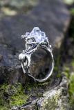 Sterling Silver Kraken Ring with Raw Rock Crystal