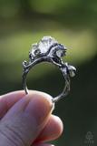 Sterling Silver Kraken Ring with Raw Rock Crystal