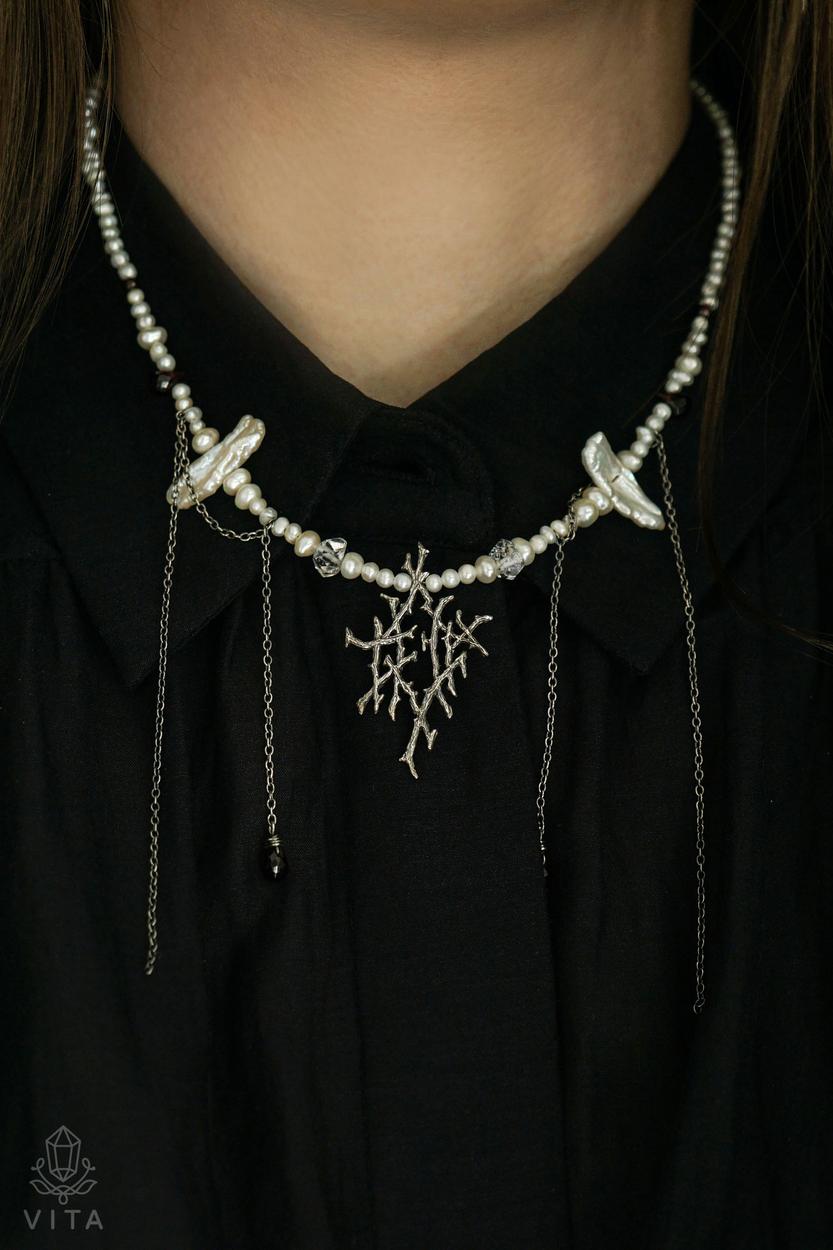 Tor Necklace — Pearl and Garnet