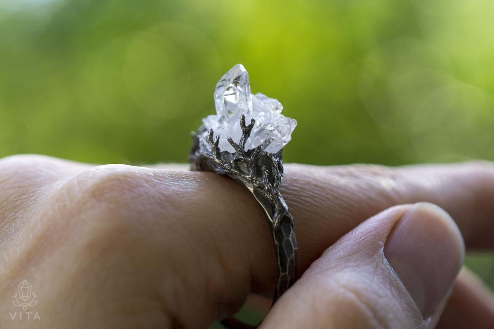 Raw Quartz Crystal Ring