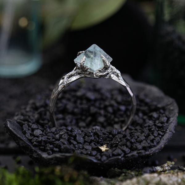 Raw Fluorite Crystal Ring