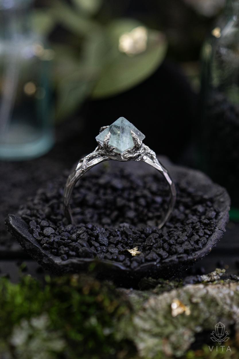Raw Fluorite Crystal Ring