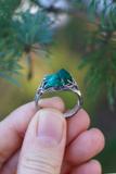 Raw Dioptase Crystal Ring 