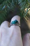 Raw Dioptase Crystal Ring 