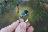Raw Dioptase Crystal Ring 