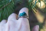 Raw Dioptase Crystal Ring 